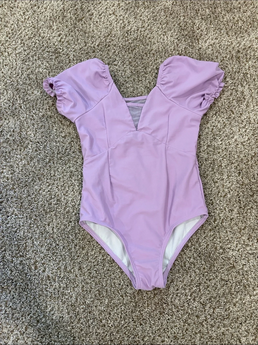 Childrens Lavender Puff Sleeve Leotard